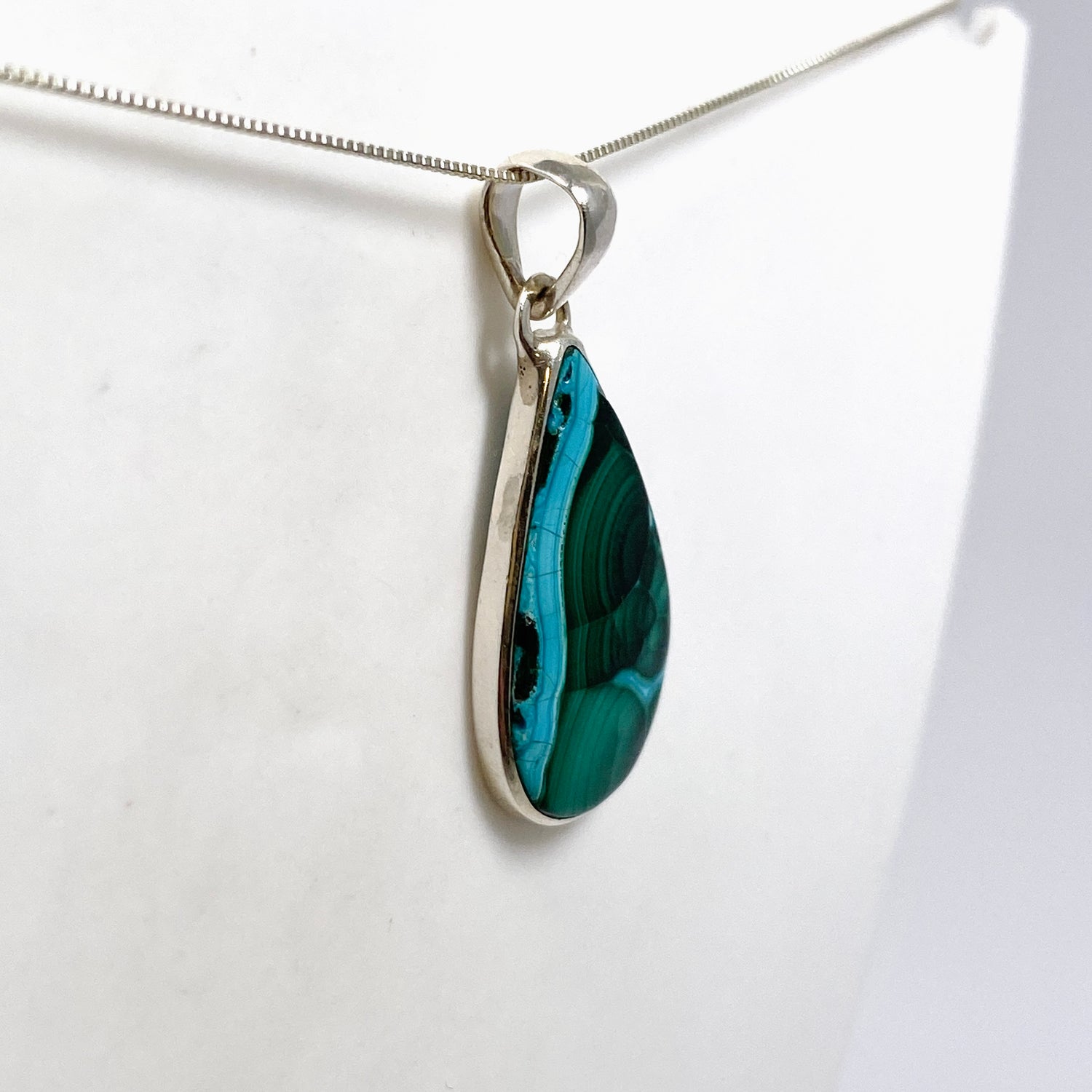 Malacholla (Malachite and Chrysocolla) Teardrop Cabochon Pendant PPGJ1134