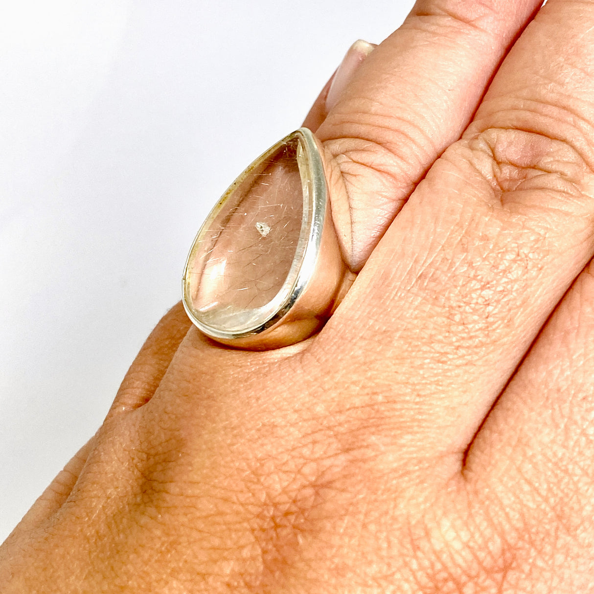 Manifestation Quartz Teardrop Cabochon Ring Size 9.5 PRGJ1041