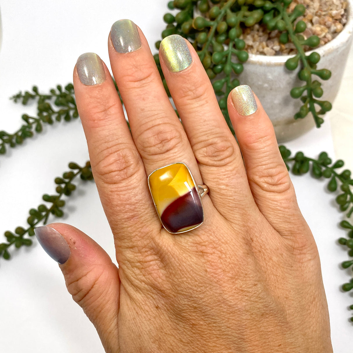 Mookaite Rectangular Cabochon Ring Size 9 KRGJ3385