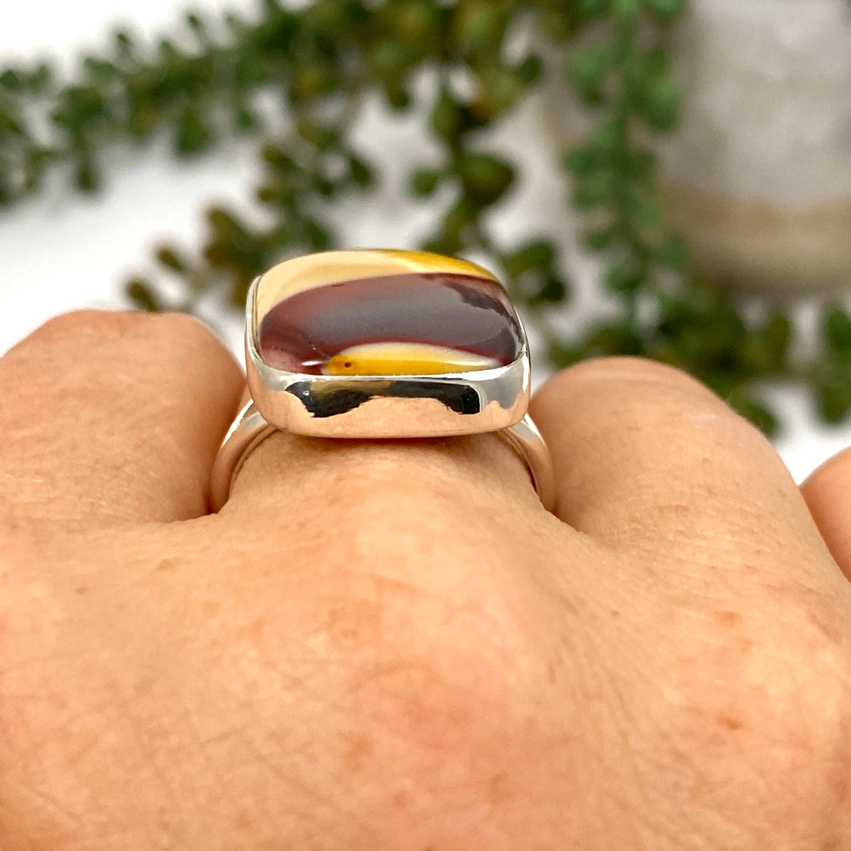 Mookaite Rectangular Cabochon Ring Size 9 KRGJ3385