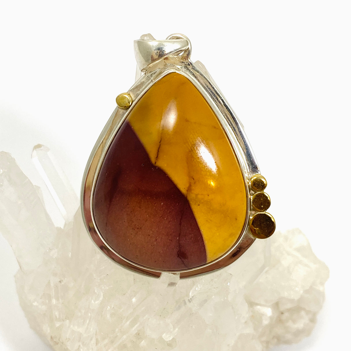 Mookaite Teardrop Cabochon Pendant with Brass Accents KPGJ4841