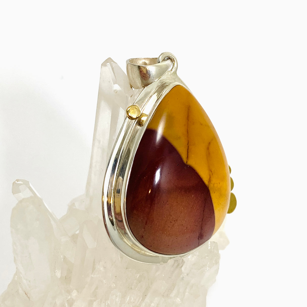 Mookaite Teardrop Cabochon Pendant with Brass Accents KPGJ4841