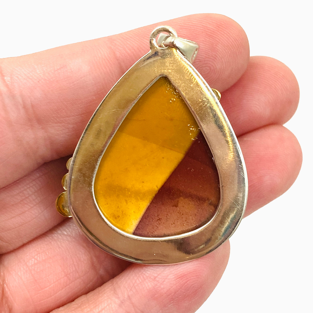 Mookaite Teardrop Cabochon Pendant with Brass Accents KPGJ4841