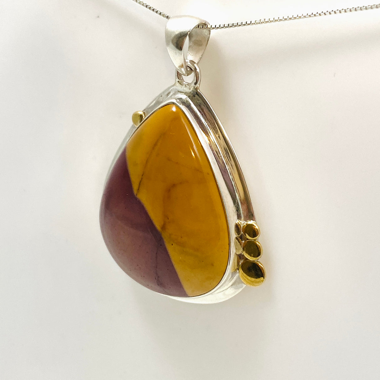 Mookaite Teardrop Cabochon Pendant with Brass Accents KPGJ4841