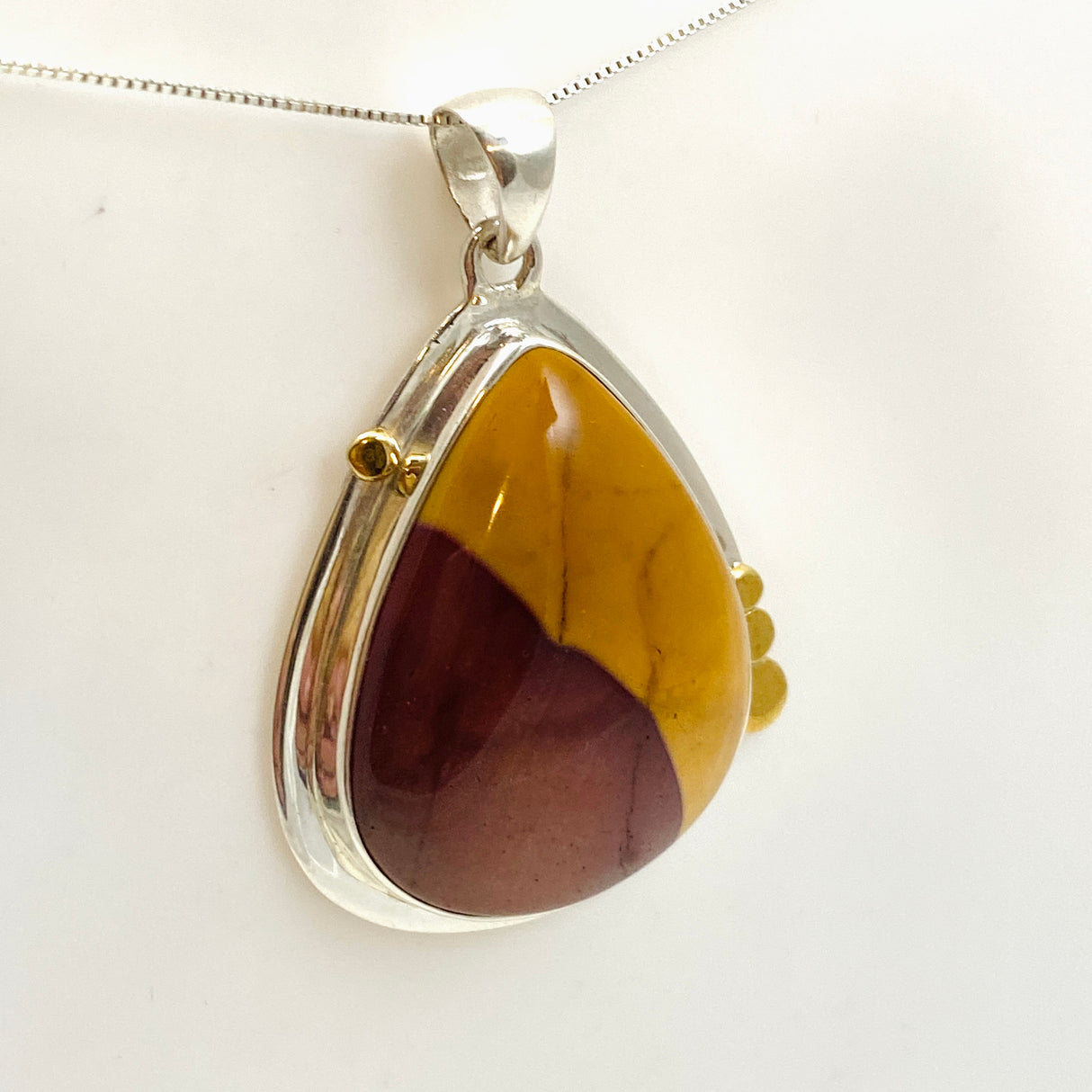 Mookaite Teardrop Cabochon Pendant with Brass Accents KPGJ4841
