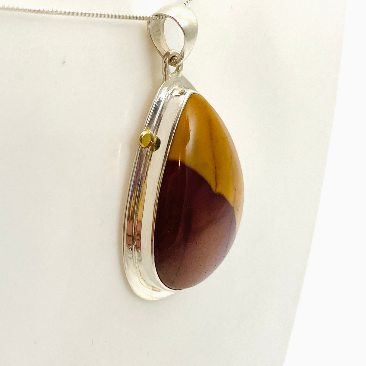 Mookaite Teardrop Cabochon Pendant with Brass Accents KPGJ4841