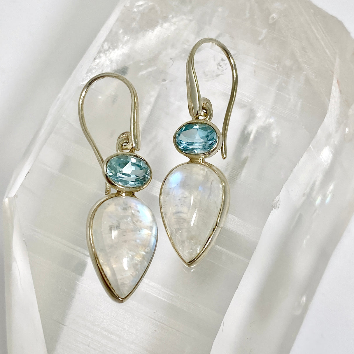 Moonstone and Blue Topaz Faceted Multi-stone Earrings PEGJ396