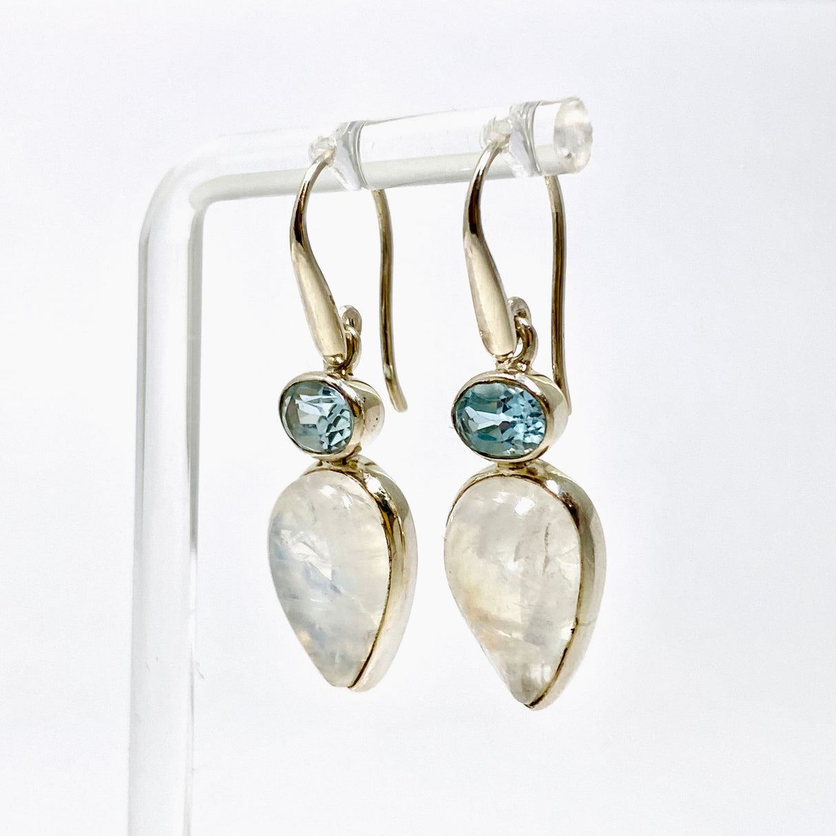 Moonstone and Blue Topaz Faceted Multi-stone Earrings PEGJ396