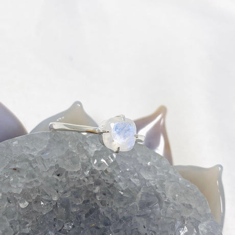 Moonstone Faceted Square Solitare Ring R4806 - Nature's Magick