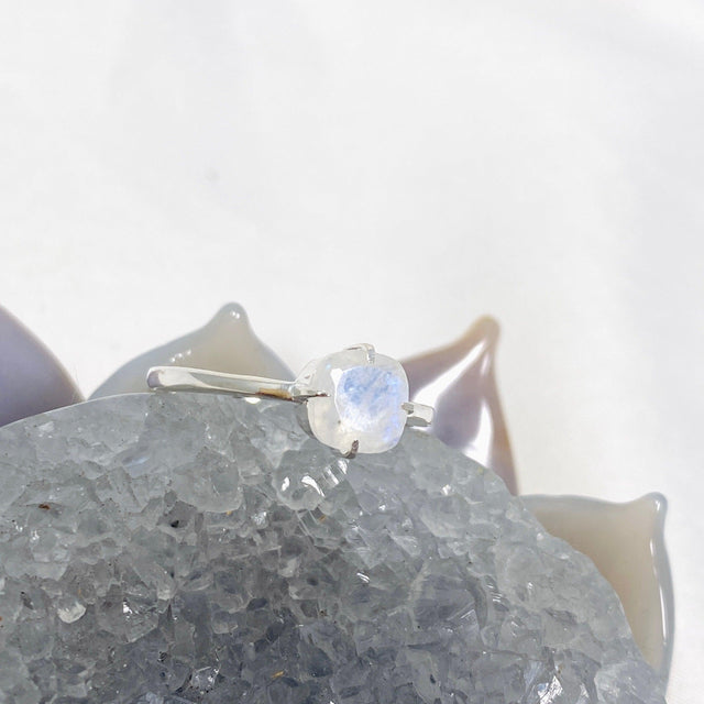 Moonstone Faceted Square Solitare Ring R4806 - Nature's Magick