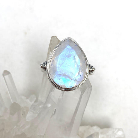 Moonstone Faceted Teardrop Ring in a Decorative Setting R3817 - Nature's Magick