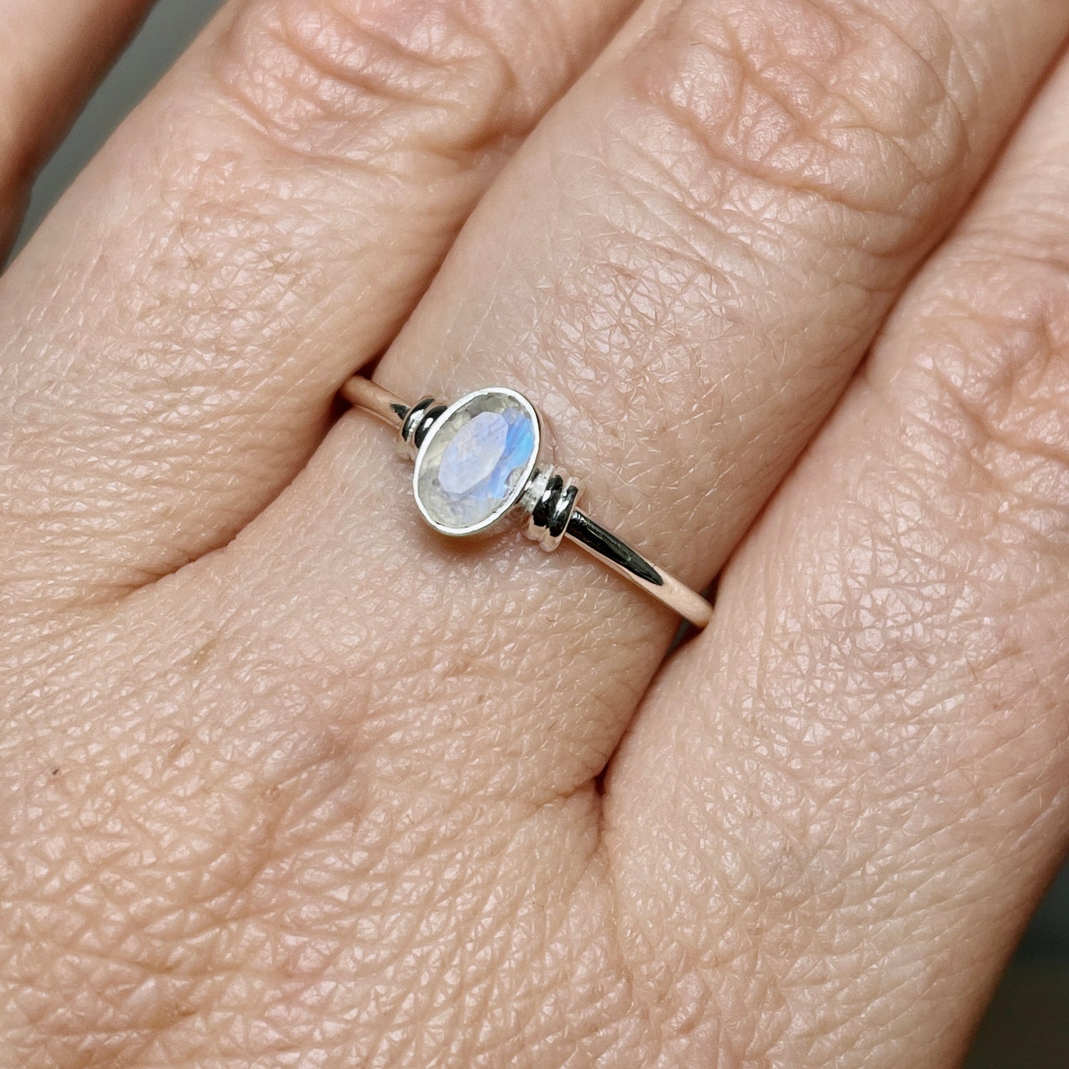 Moonstone Oval Faceted Stone in a Decorative Setting R4813