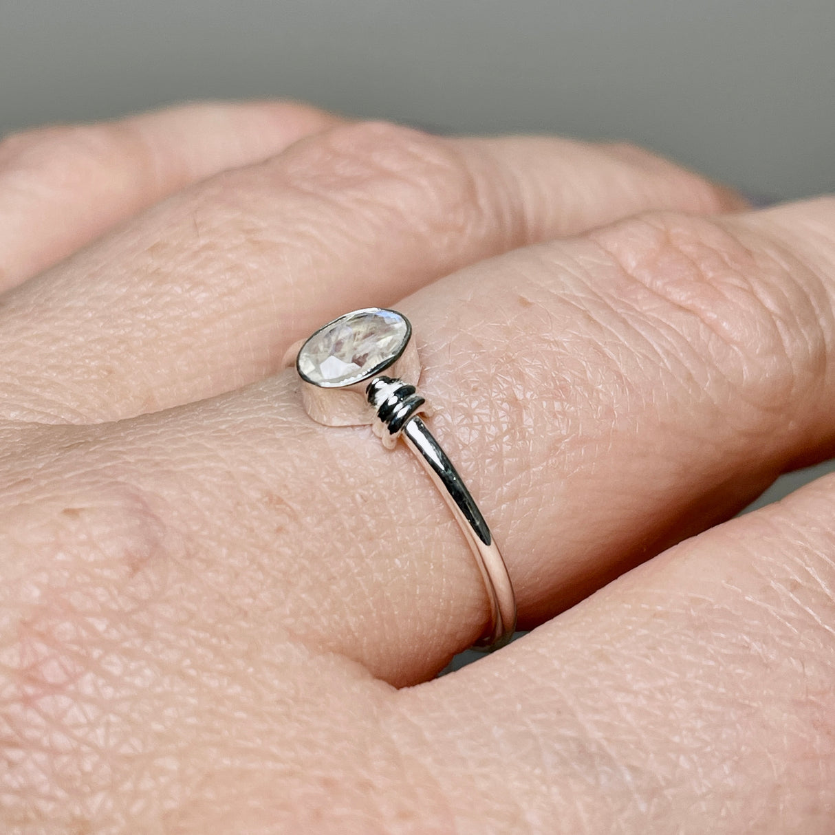 Moonstone Oval Faceted Stone in a Decorative Setting R4813