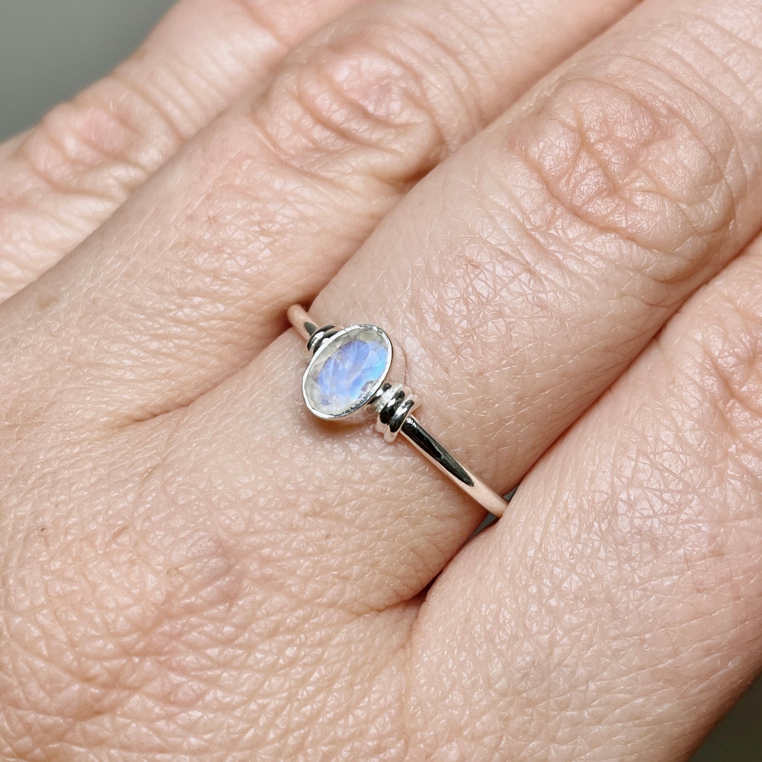 Moonstone Oval Faceted Stone in a Decorative Setting R4813