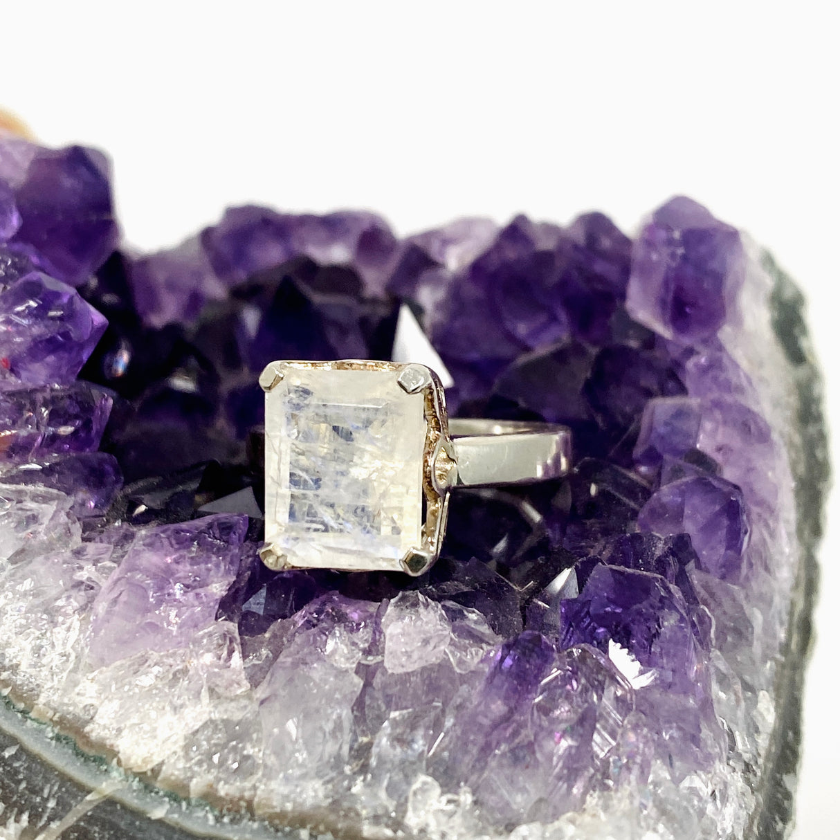 Moonstone Rectangular Faceted Ring Size 5.5 PRGJ639