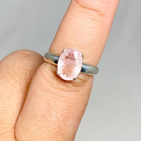 Morganite Faceted Oval Ring Size 9.5 PRGJ439 - Nature's Magick