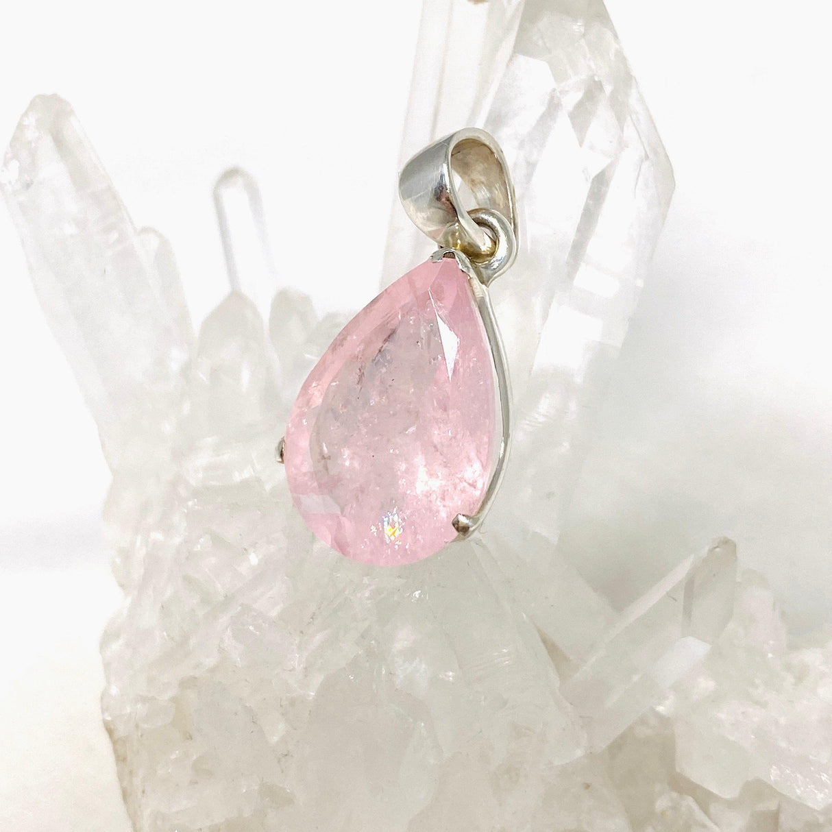 Morganite Faceted Teardrop Pendant PPGJ680 - Nature's Magick