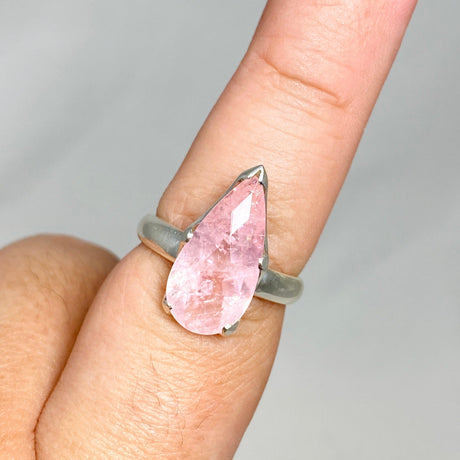 Morganite Faceted Teardrop Ring Size 9 PRGJ437 - Nature's Magick