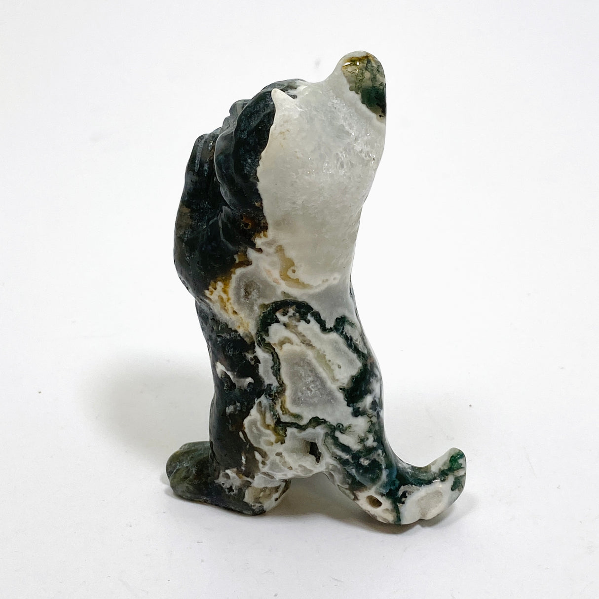 Moss Agate Cat Carving MAC-03