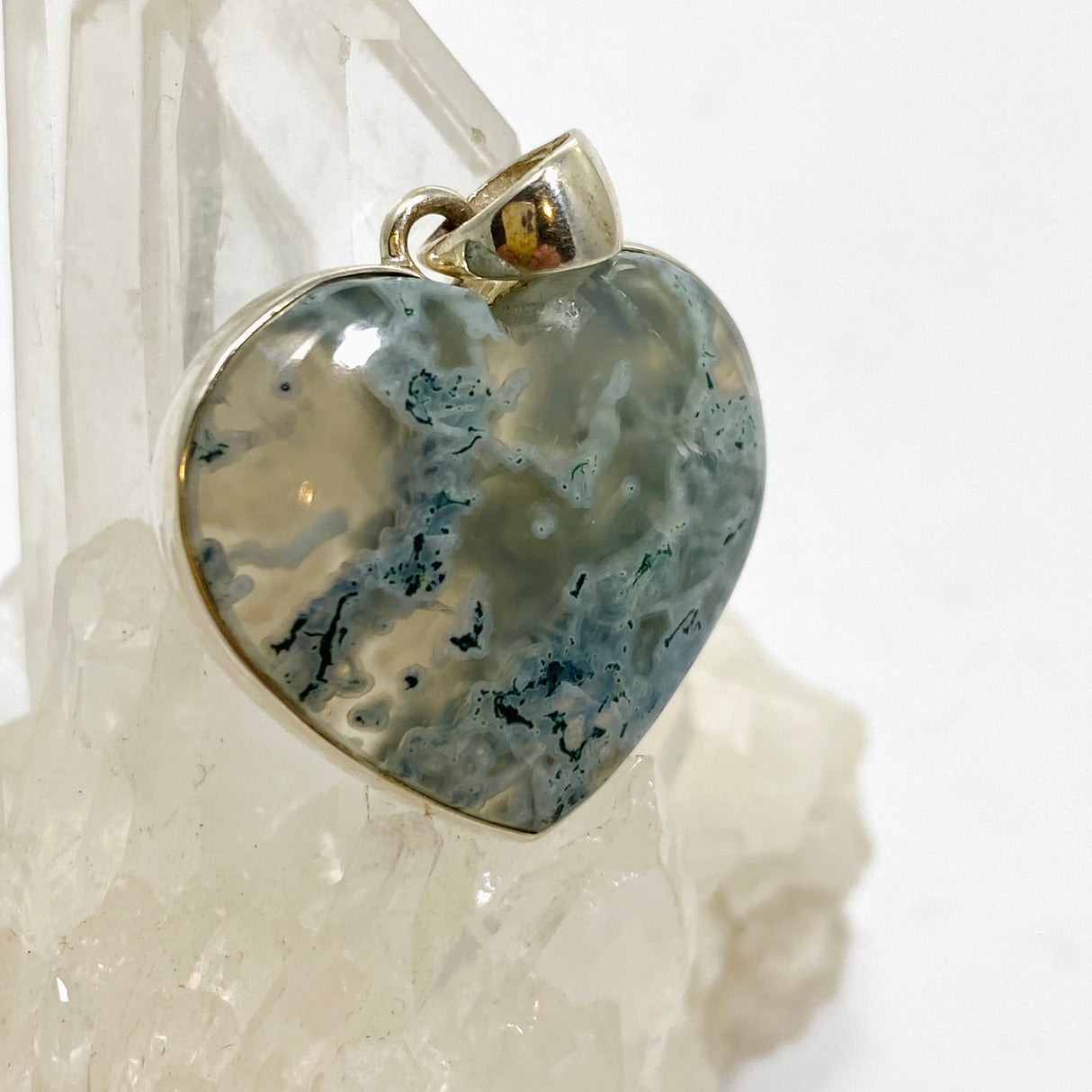 Moss Agate Heart Cabochon Pendant KPGJ4702