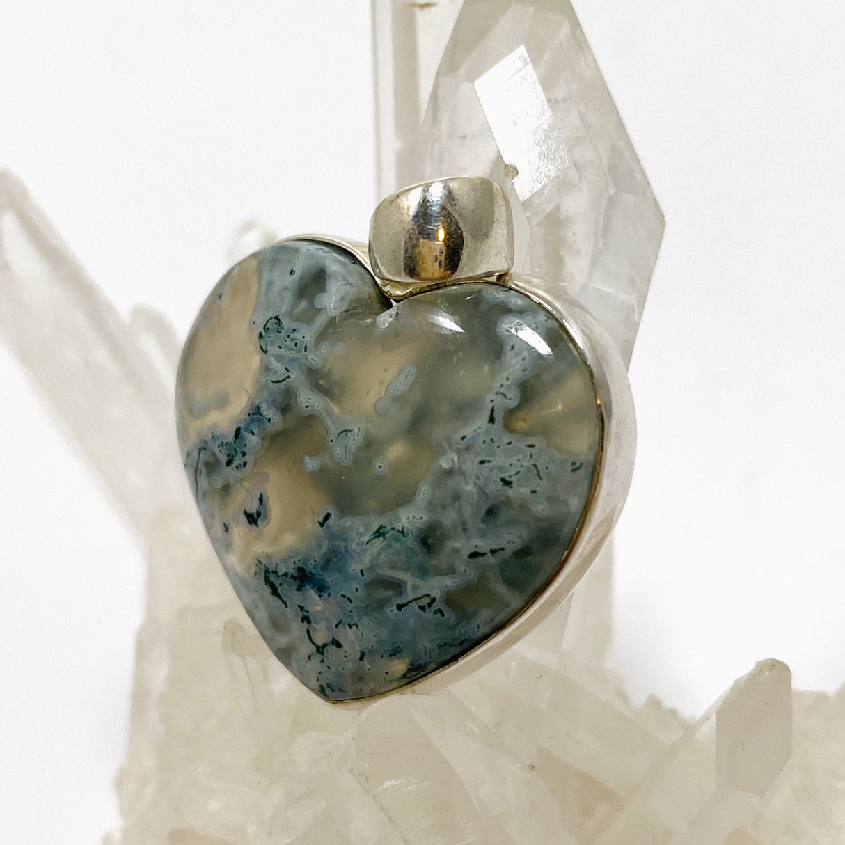 Moss Agate Heart Cabochon Pendant KPGJ4702