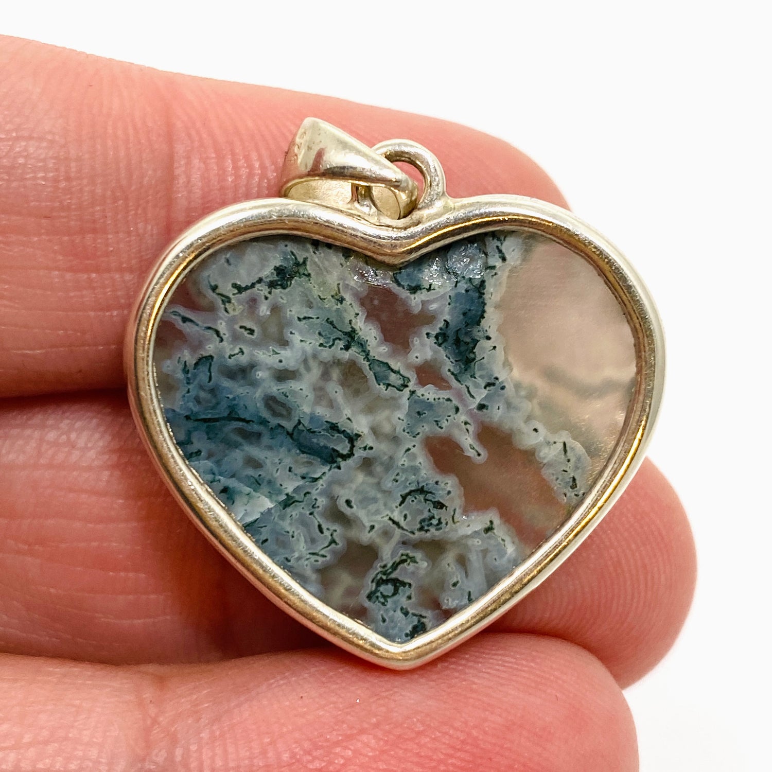 Moss Agate Heart Cabochon Pendant KPGJ4702
