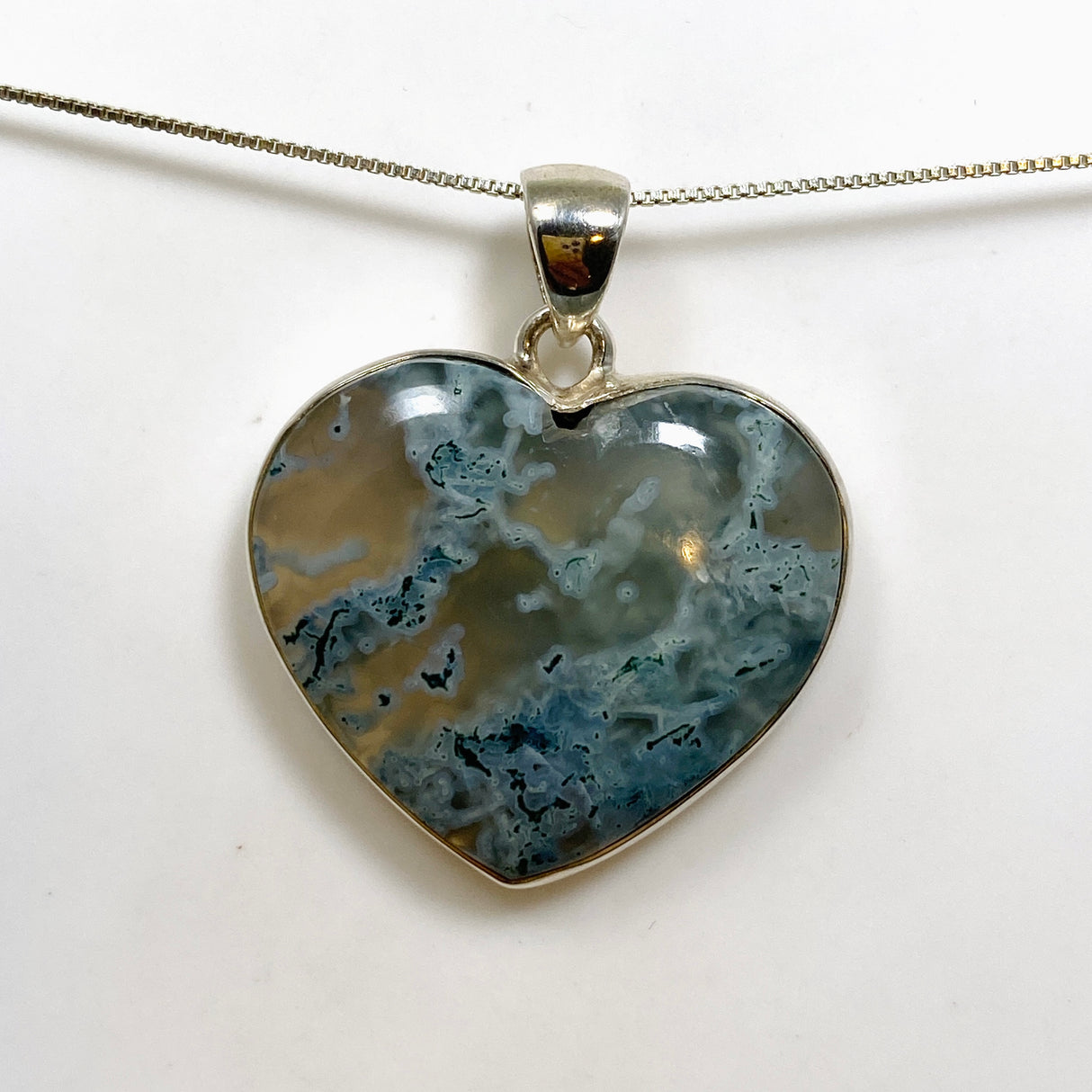 Moss Agate Heart Cabochon Pendant KPGJ4702