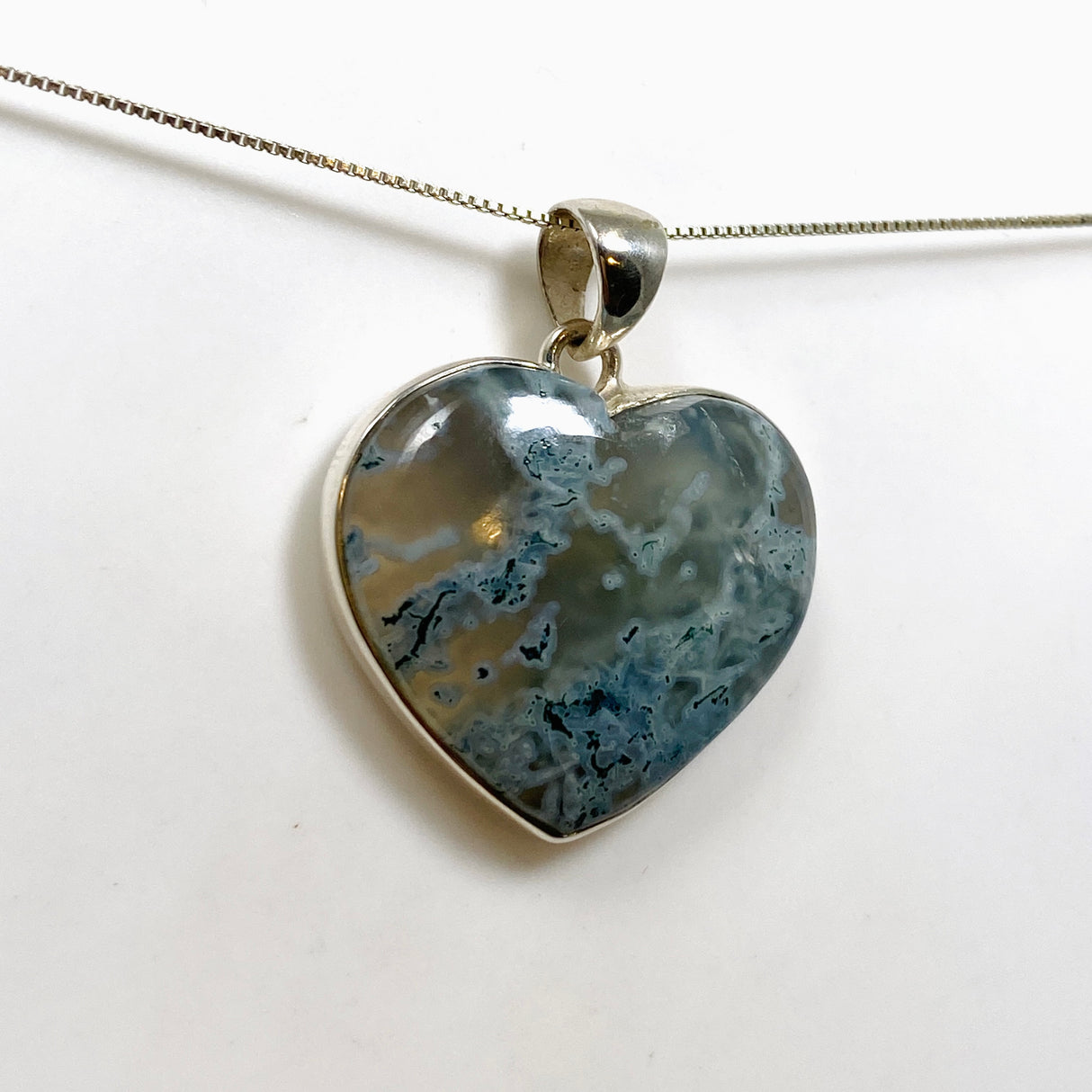 Moss Agate Heart Cabochon Pendant KPGJ4702
