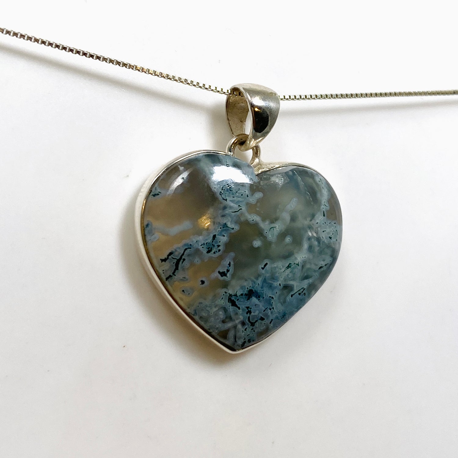 Moss Agate Heart Cabochon Pendant KPGJ4702