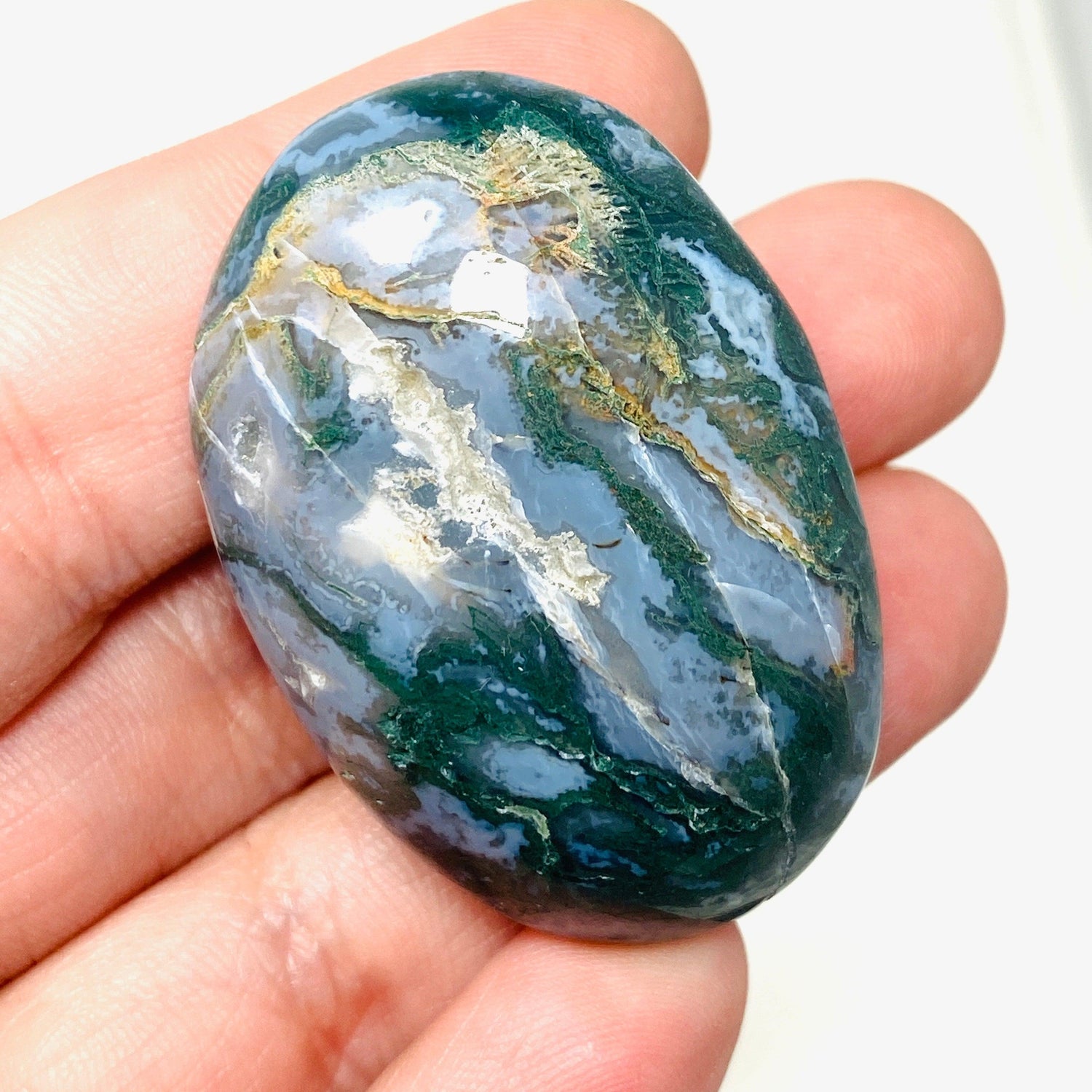 Moss Agate Palmstone MAP-130 - Nature's Magick
