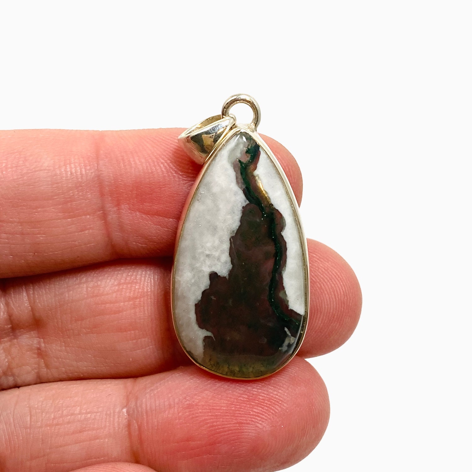 Moss Agate Teardrop Cabochon Pendant KPGJ4711