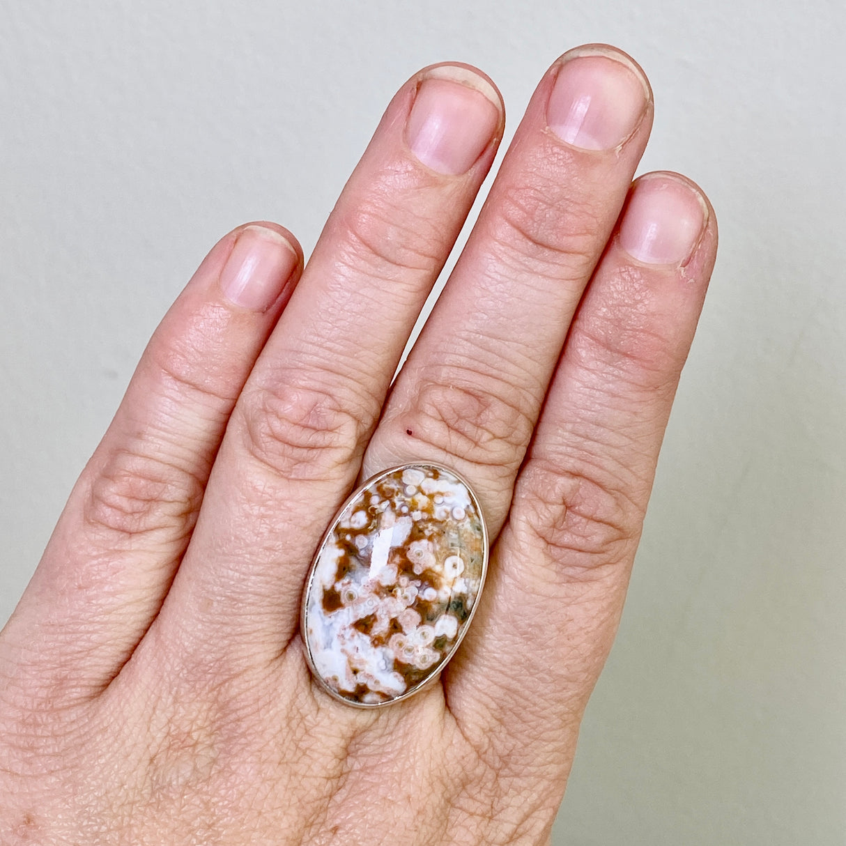 Ocean Jasper Oval Cabochon Ring Size 7.5 PRGJ848