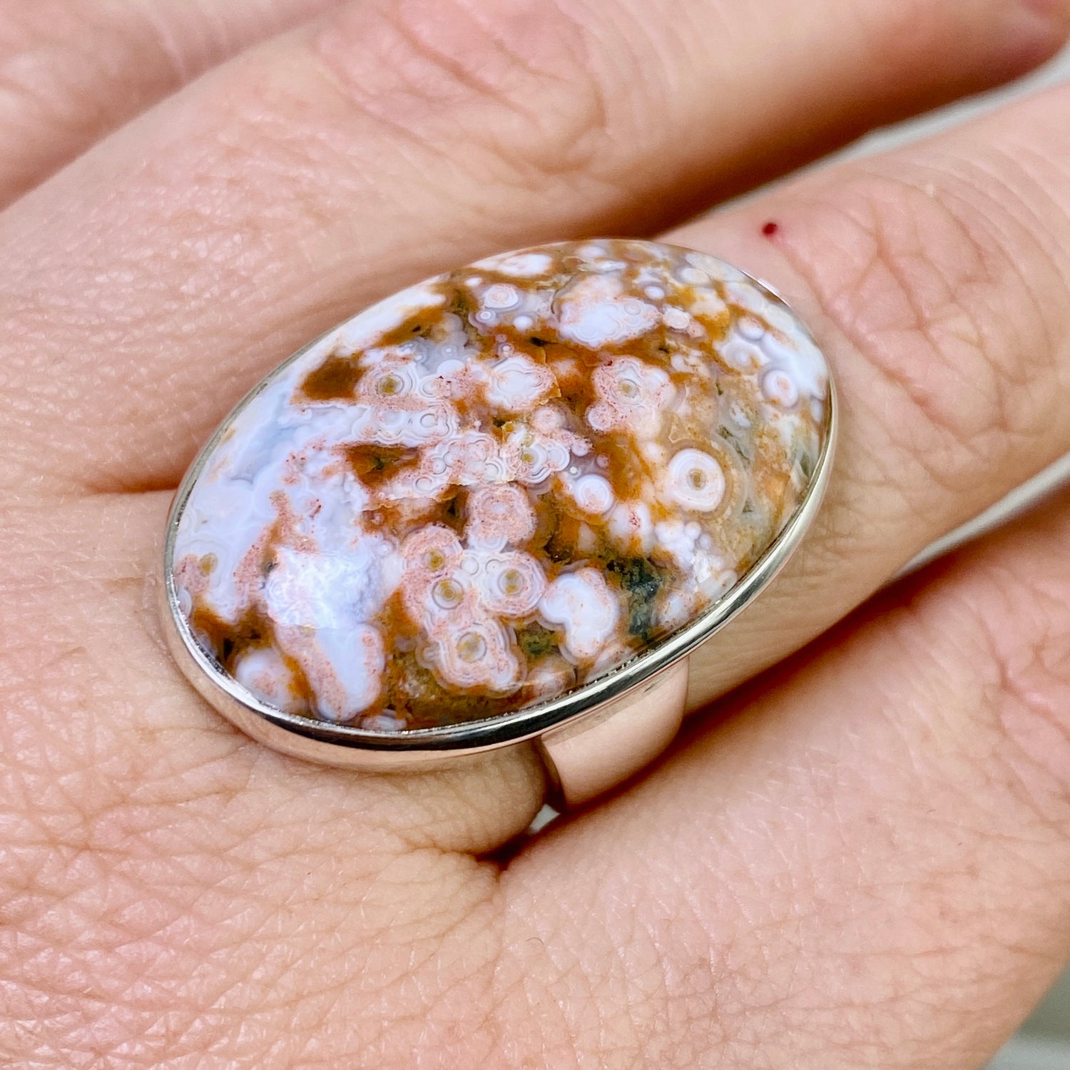 Ocean Jasper Oval Cabochon Ring Size 7.5 PRGJ848