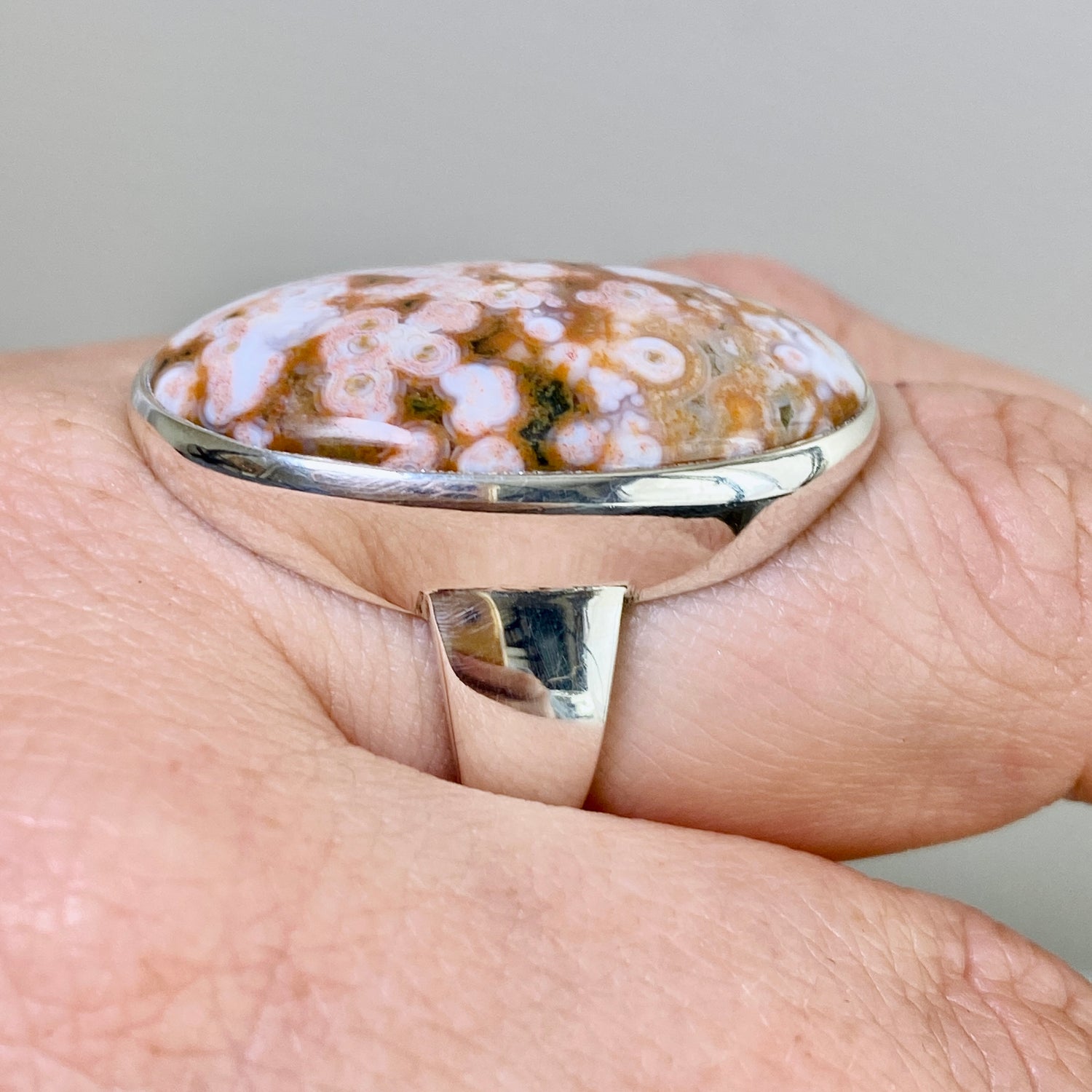 Ocean Jasper Oval Cabochon Ring Size 7.5 PRGJ848