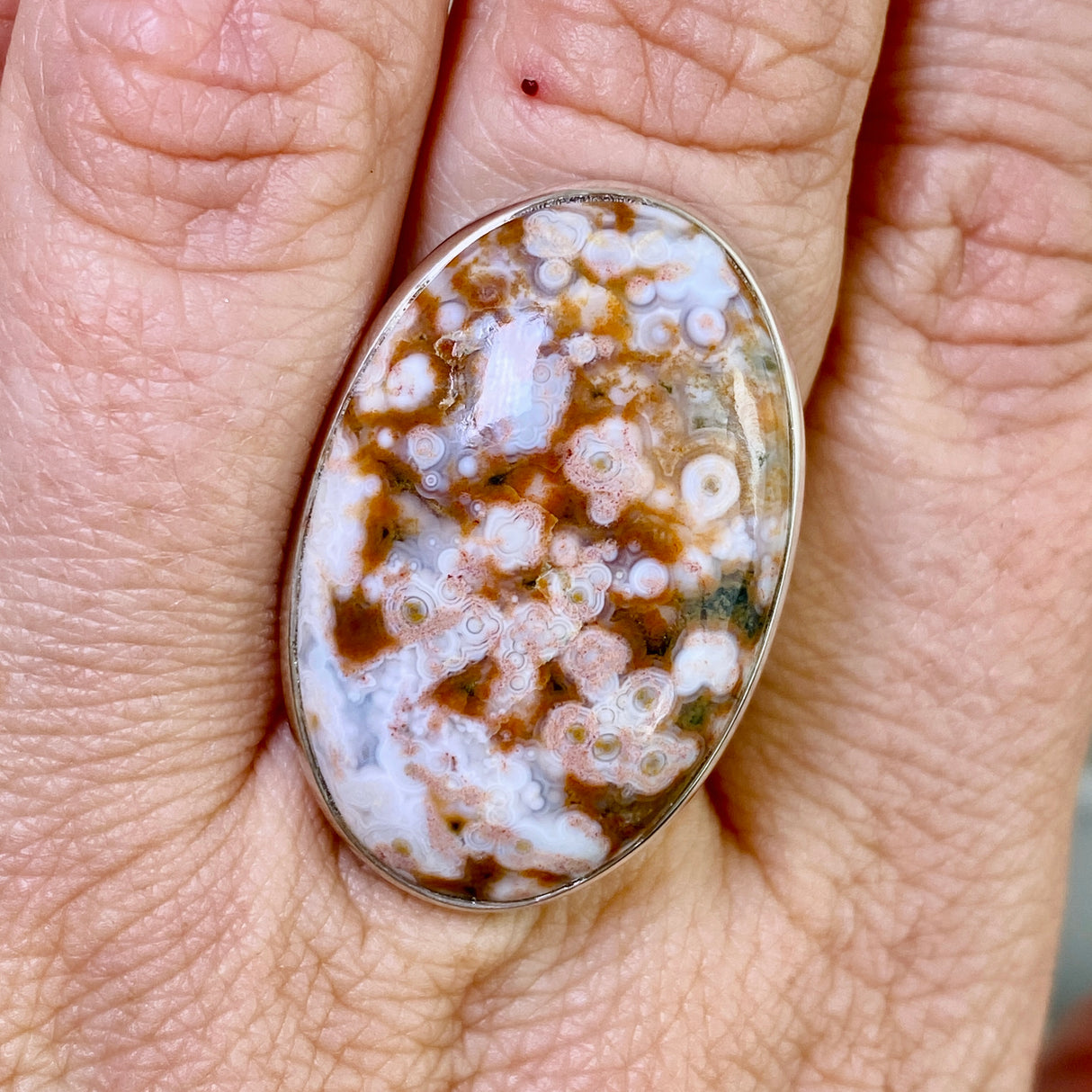 Ocean Jasper Oval Cabochon Ring Size 7.5 PRGJ848