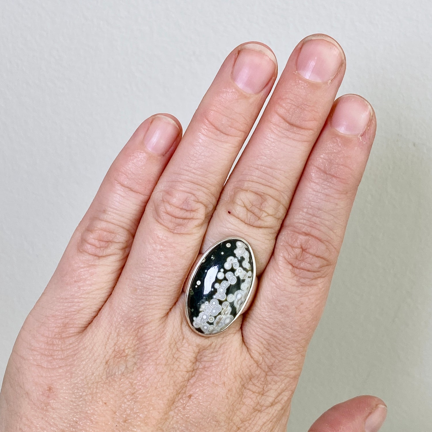 Ocean Jasper Oval Cabochon Ring Size 7.5 PRGJ849