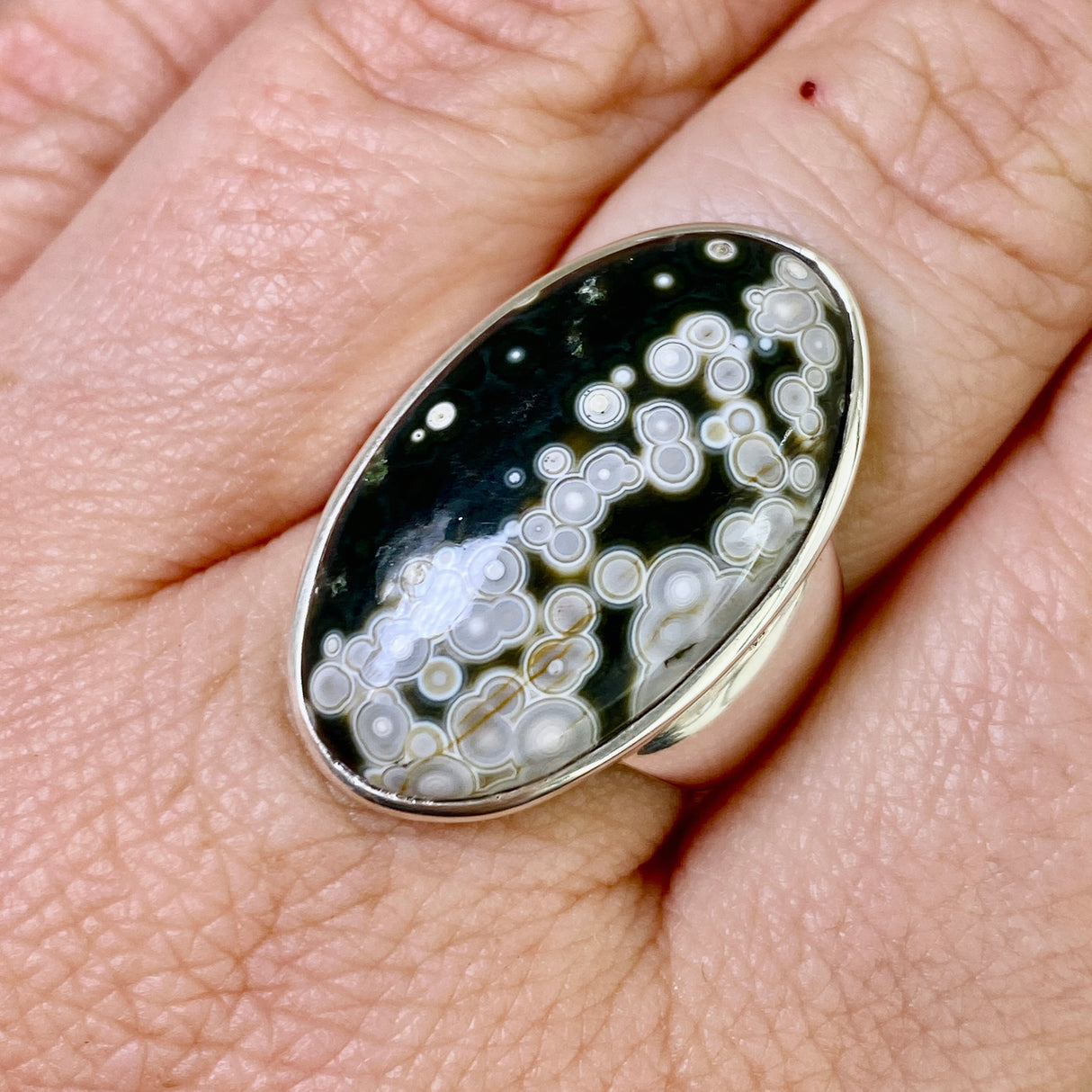 Ocean Jasper Oval Cabochon Ring Size 7.5 PRGJ849