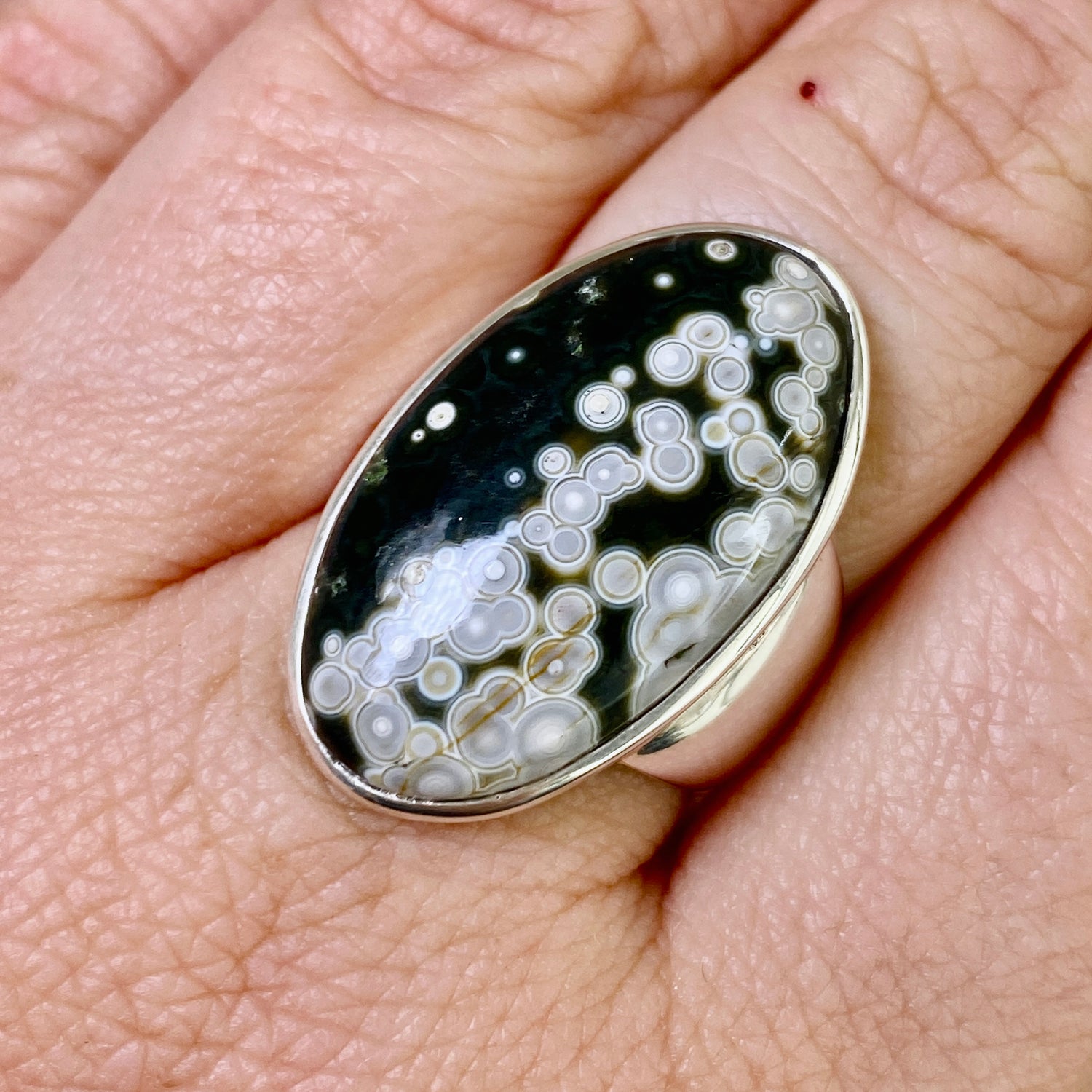 Ocean Jasper Oval Cabochon Ring Size 7.5 PRGJ849