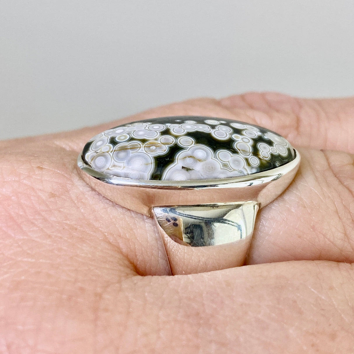 Ocean Jasper Oval Cabochon Ring Size 7.5 PRGJ849