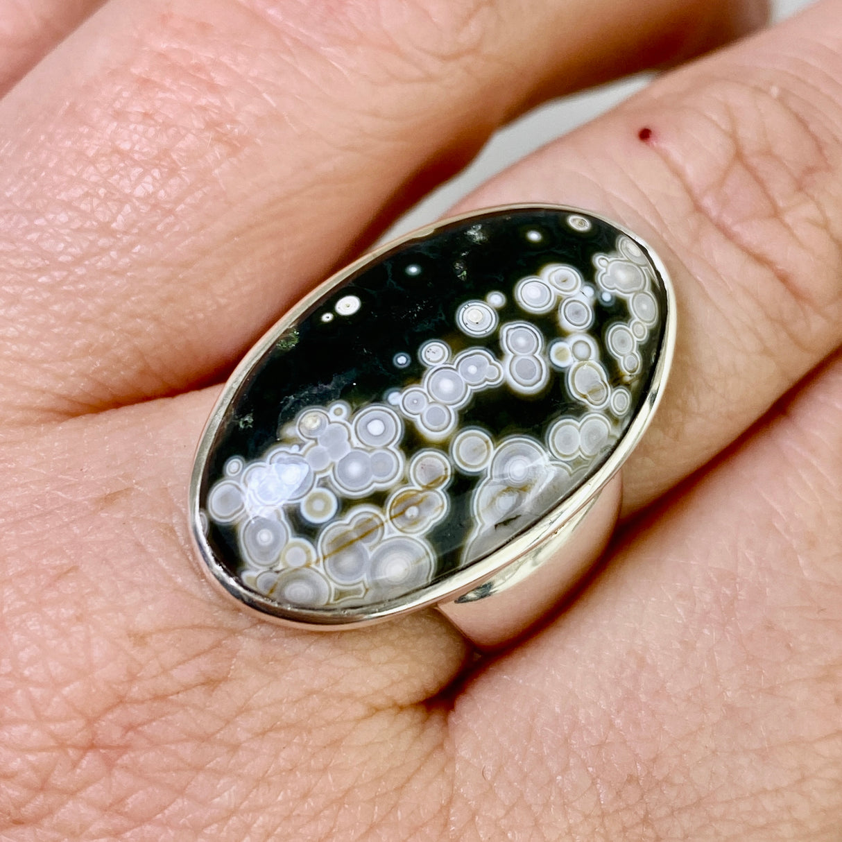 Ocean Jasper Oval Cabochon Ring Size 7.5 PRGJ849