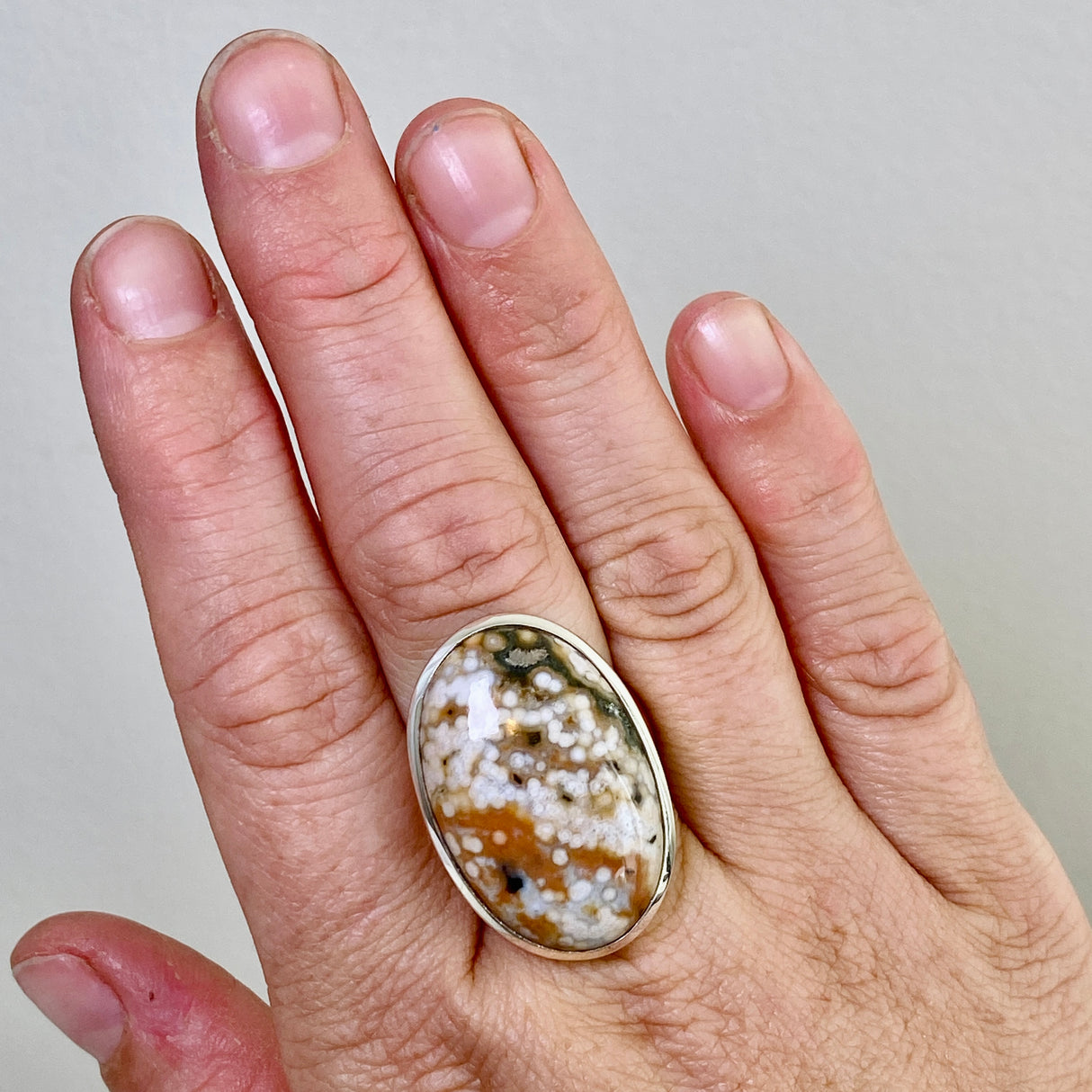 Ocean Jasper Oval Cabochon Ring Size 8.5 PRGJ851