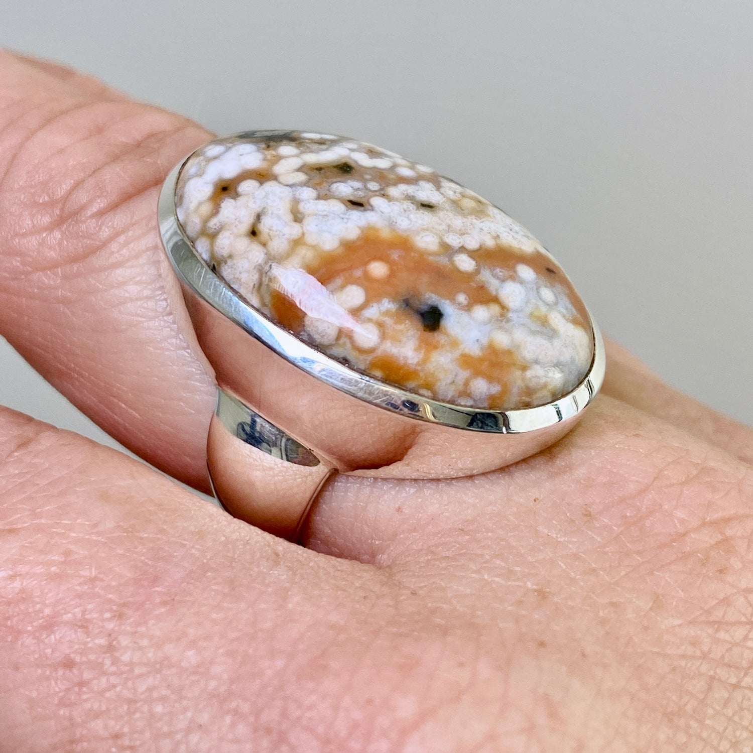 Ocean Jasper Oval Cabochon Ring Size 8.5 PRGJ851
