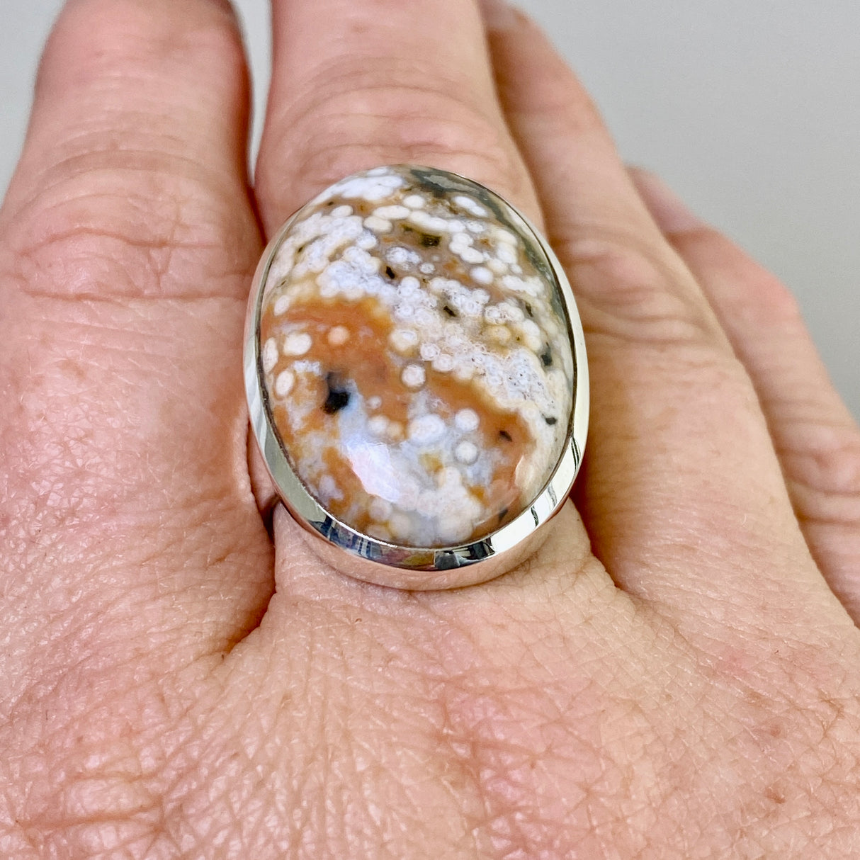 Ocean Jasper Oval Cabochon Ring Size 8.5 PRGJ851