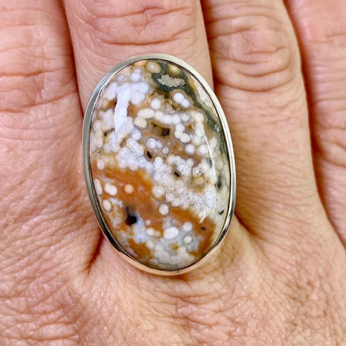 Ocean Jasper Oval Cabochon Ring Size 8.5 PRGJ851