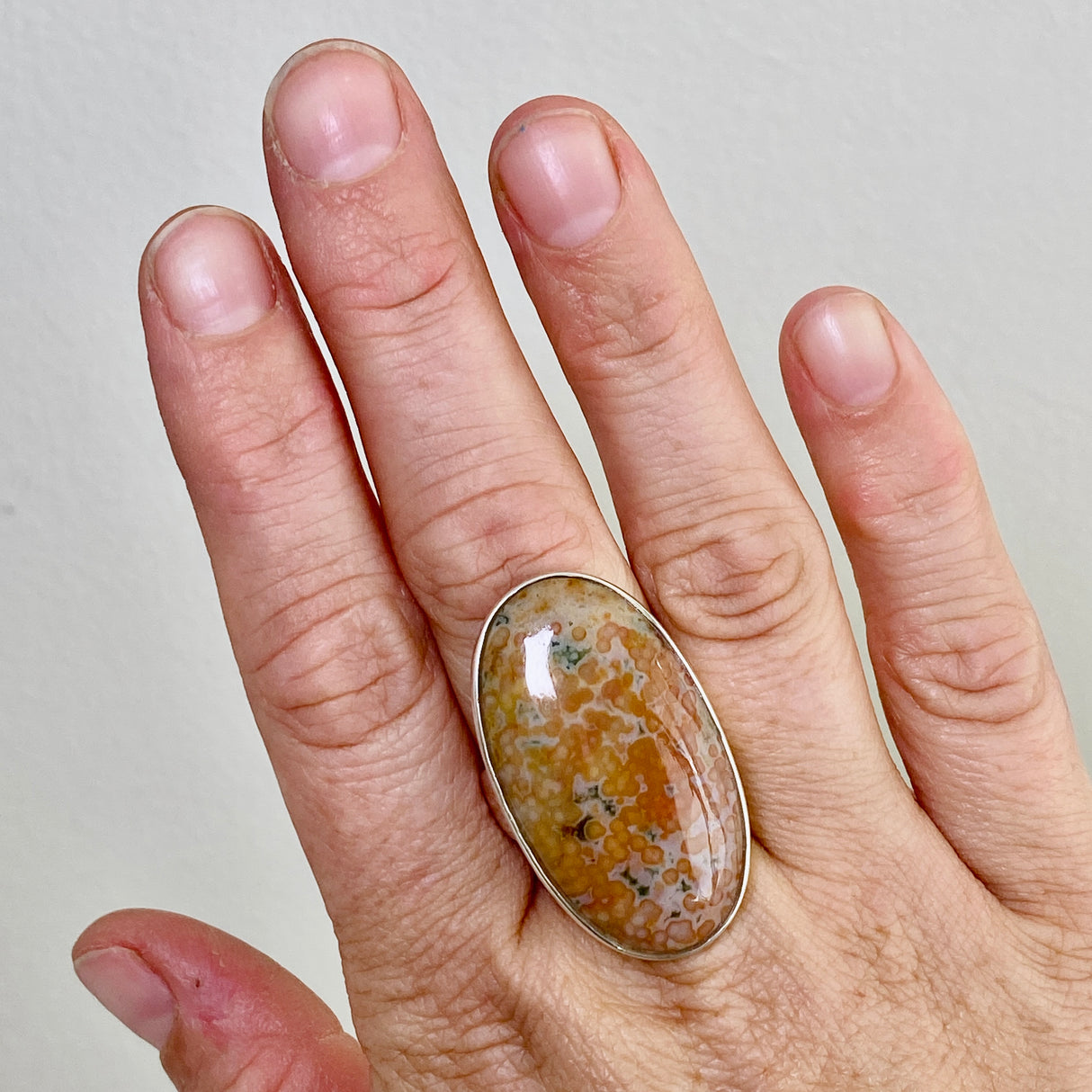 Ocean Jasper Oval Cabochon Ring Size 9.5 PRGJ853