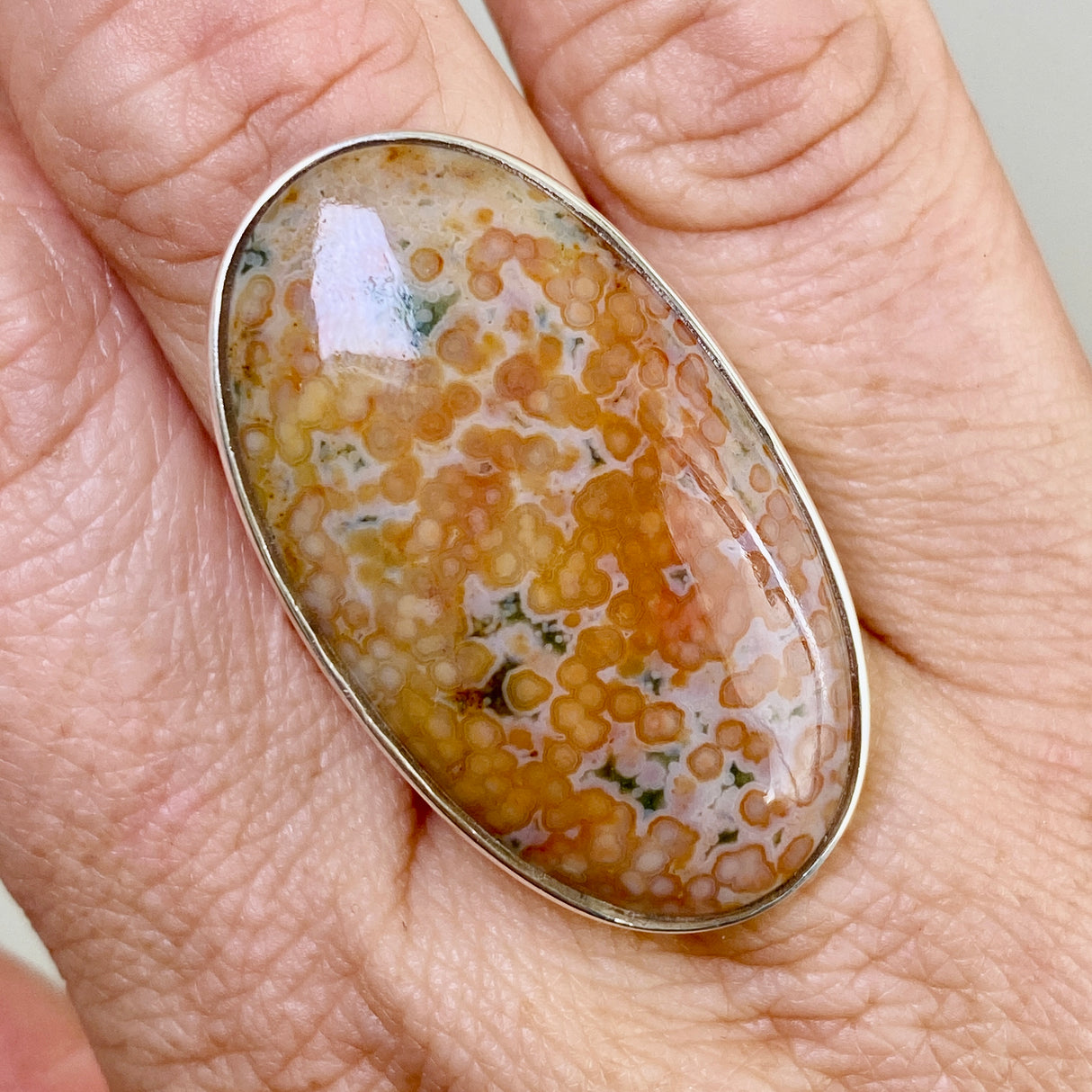 Ocean Jasper Oval Cabochon Ring Size 9.5 PRGJ853