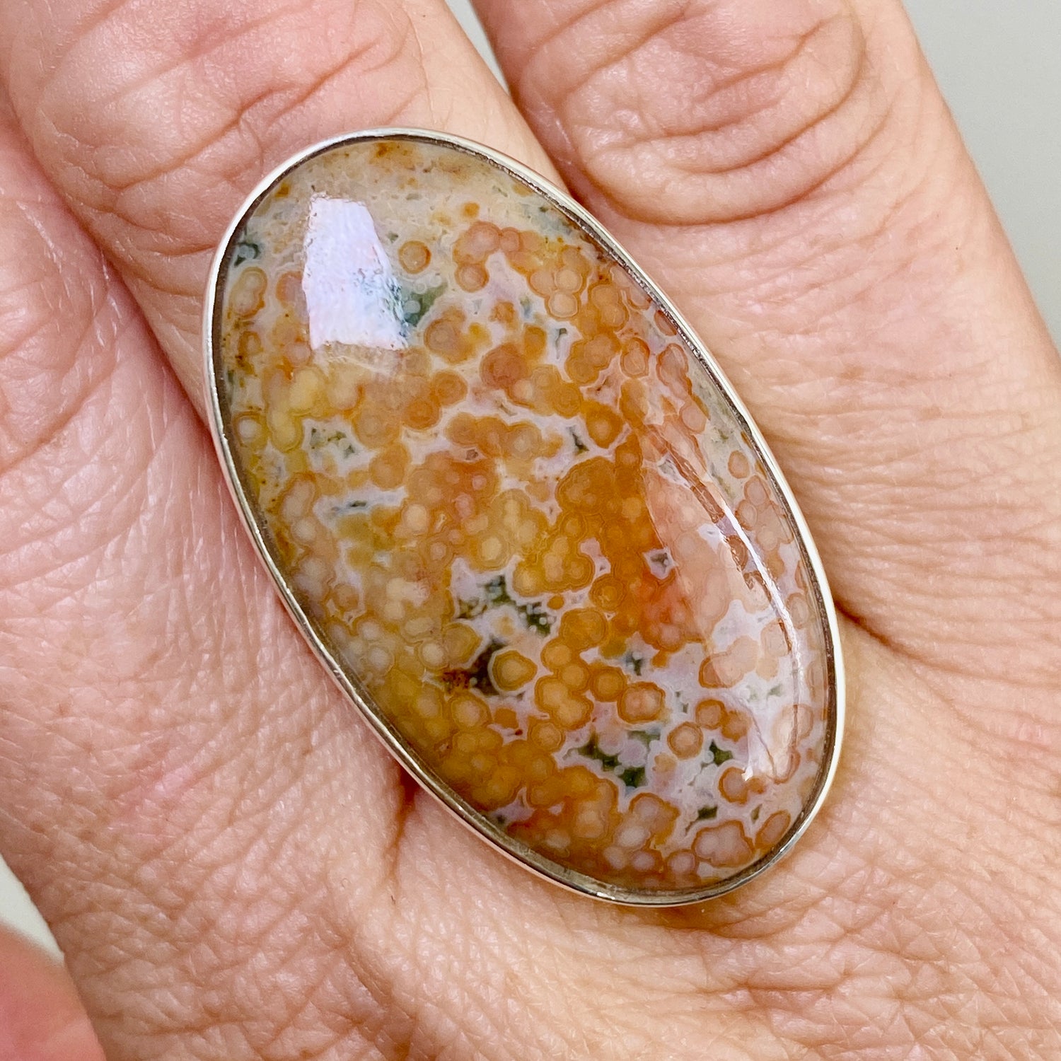 Ocean Jasper Oval Cabochon Ring Size 9.5 PRGJ853