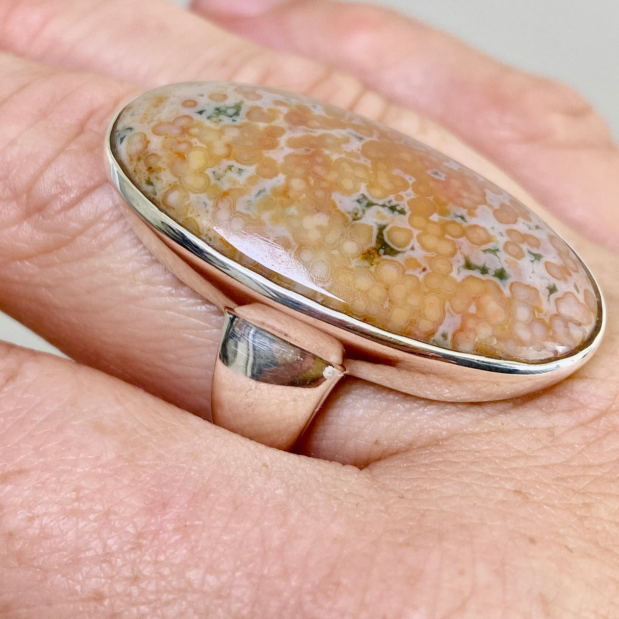 Ocean Jasper Oval Cabochon Ring Size 9.5 PRGJ853