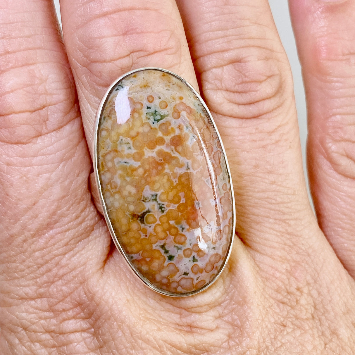 Ocean Jasper Oval Cabochon Ring Size 9.5 PRGJ853