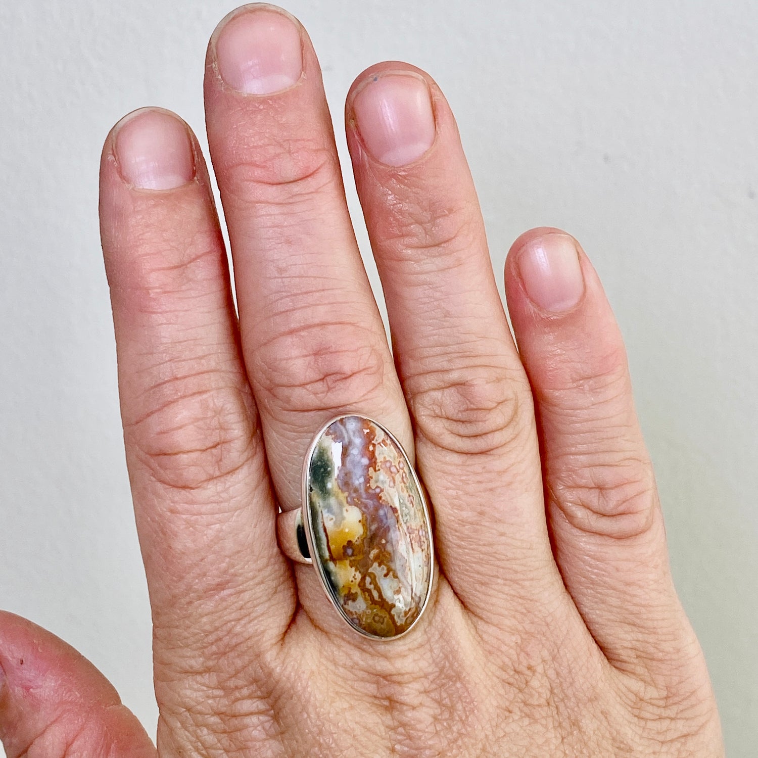 Ocean Jasper Oval Cabochon Ring Size 9 PRGJ852